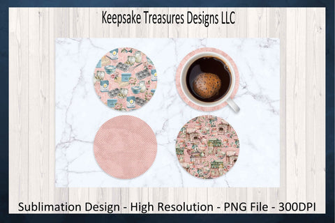 Grandmas Pink Vintage Coaster Template, Vintage Kitchen, Sublimation PNG, Digital Download, PNG Printable Sublimation Keepsake Treasures Designs LLC. 