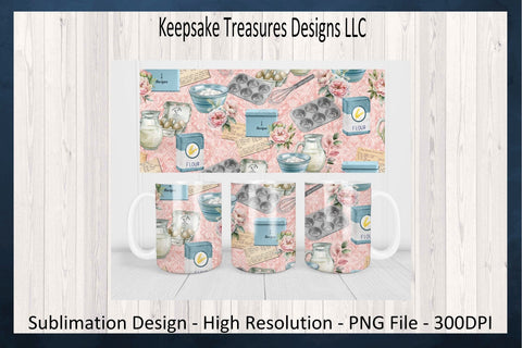 Grandmas Vintage 11oz Mug Wrap, Vintage Kitchen, Sublimation PNG, Digital Download, PNG Printable Sublimation Keepsake Treasures Designs LLC. 