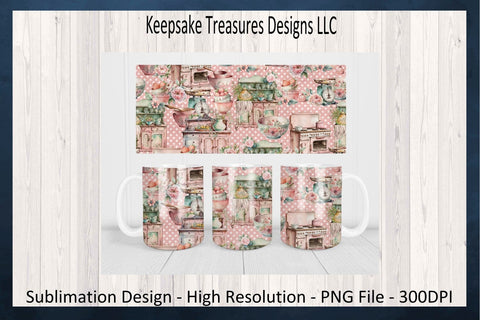 Grandmas Vintage 11oz Mug Wrap, Vintage Kitchen, Sublimation PNG, Digital Download, PNG Printable Sublimation Keepsake Treasures Designs LLC. 