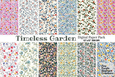 Grandmillennial Tiny Flower Digital Paper | Vintage Dainty Pastel Digital Pattern Fine Purple Elephant Creations 