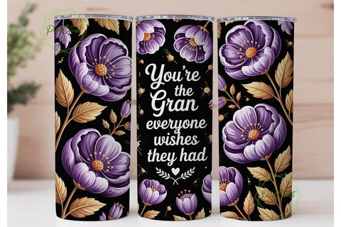 Grandmother Floral 20oz Tumbler Wrap Sublimation PixelChick 