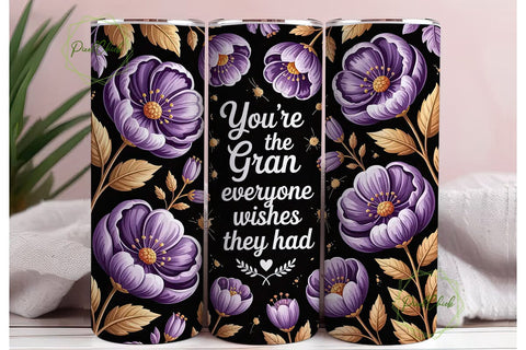 Grandmother Floral 20oz Tumbler Wrap Sublimation PixelChick 