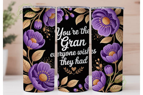 Grandmother Floral 20oz Tumbler Wrap Sublimation PixelChick 