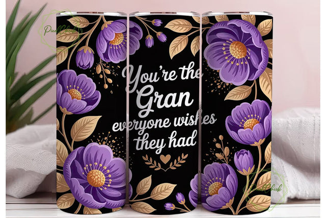 Grandmother Floral 20oz Tumbler Wrap Sublimation PixelChick 