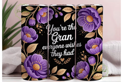 Grandmother Floral 20oz Tumbler Wrap Sublimation PixelChick 