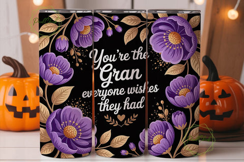 Grandmother Floral 20oz Tumbler Wrap Sublimation PixelChick 