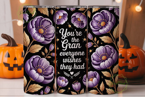 Grandmother Floral 20oz Tumbler Wrap Sublimation PixelChick 