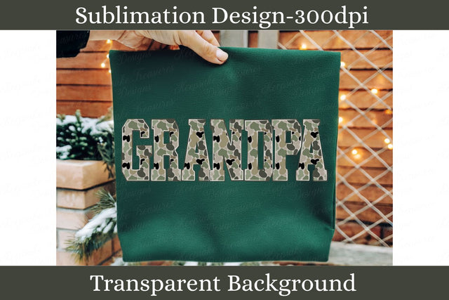 Grandpa Camo Varsity Letters, Camouflage Grandpa Sublimation Design, Outdoor Style Lettering Sublimation Keepsake Treasures Designs LLC. 