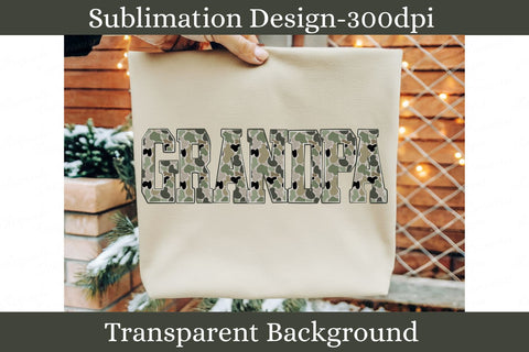 Grandpa Camo Varsity Letters, Camouflage Grandpa Sublimation Design, Outdoor Style Lettering Sublimation Keepsake Treasures Designs LLC. 
