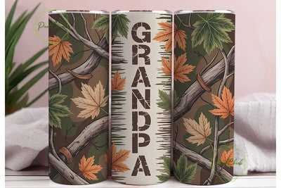 Grandpa Camouflage 20oz Tumbler Wrap Sublimation PixelChick 