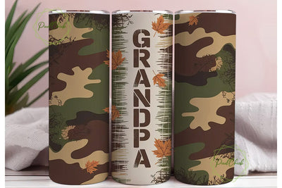 Grandpa Camouflage 20oz Tumbler Wrap Sublimation PixelChick 