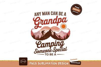 Grandpa Camping Mountain Sunset hiker Sublimation Designangry 