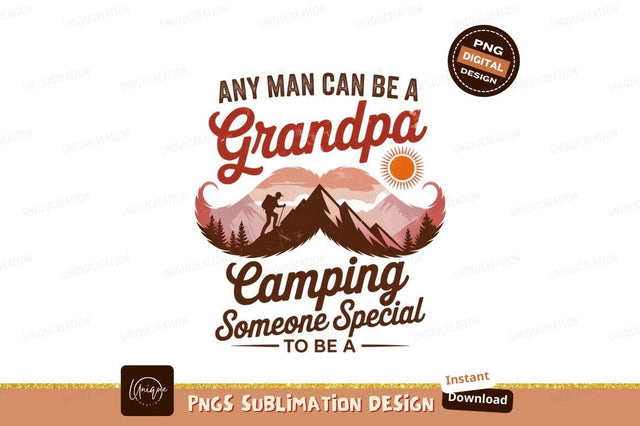 Grandpa Camping Mountain Sunset hiker Sublimation Designangry 
