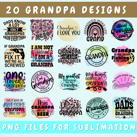 Grandpa Sublimation Designs Bundle, 20 Designs, Grandpa PNG Files For Sublimation, Grandfather Quotes Sublimation Files Sublimation HappyDesignStudio 
