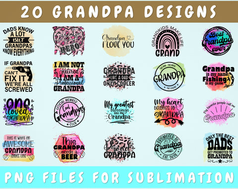 Grandpa Sublimation Designs Bundle, 20 Designs, Grandpa PNG Files For Sublimation, Grandfather Quotes Sublimation Files Sublimation HappyDesignStudio 