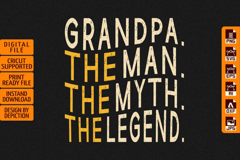 Grandpa The Man The Myth The Legend T-Shirt, Father's Day Shirt Print Template Sketch DESIGN Depiction Studio 