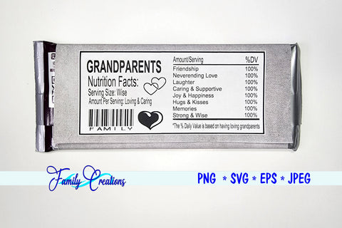 Grandparent's Day Nutrition Label SVG Family Creations 