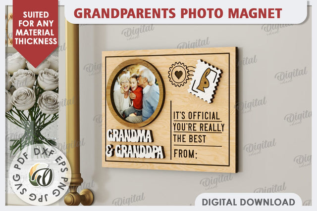 Grandparents Photo Magnet Laser Cut. Photo Frame SVG SVG Evgenyia Guschina 