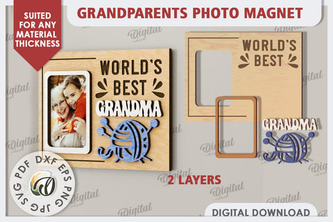 Grandparents Photo Magnet Laser Cut. Photo Frame SVG SVG Evgenyia Guschina 