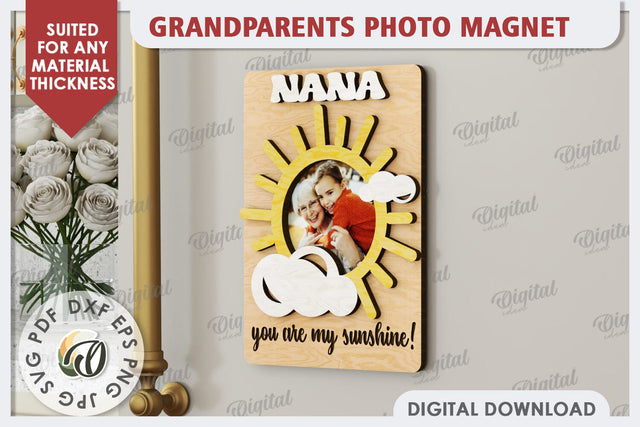 Grandparents Photo Magnet Laser Cut. Photo Frame SVG SVG Evgenyia Guschina 