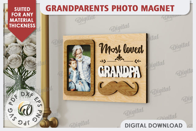 Grandparents Photo Magnet Laser Cut. Photo Frame SVG SVG Evgenyia Guschina 