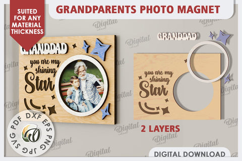 Grandparents Photo Magnet Laser Cut. Photo Frame SVG SVG Evgenyia Guschina 