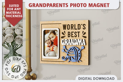 Grandparents Photo Magnet Laser Cut. Photo Frame SVG SVG Evgenyia Guschina 