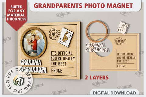 Grandparents Photo Magnet Laser Cut. Photo Frame SVG SVG Evgenyia Guschina 