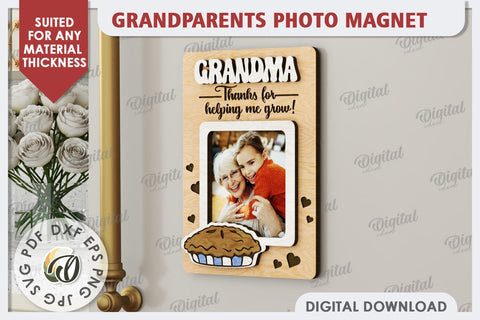 Grandparents Photo Magnet Laser Cut. Photo Frame SVG SVG Evgenyia Guschina 