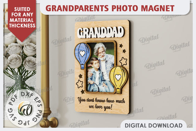 Grandparents Photo Magnet Laser Cut. Photo Frame SVG SVG Evgenyia Guschina 