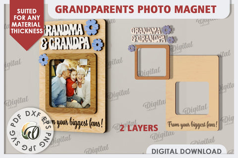 Grandparents Photo Magnet Laser Cut. Photo Frame SVG SVG Evgenyia Guschina 