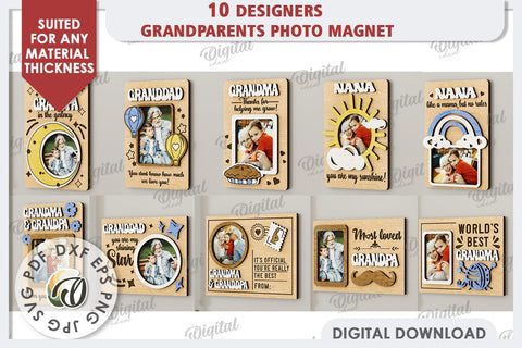 Grandparents Photo Magnets LaserCut Bundle. Photo Frames SVG SVG Evgenyia Guschina 