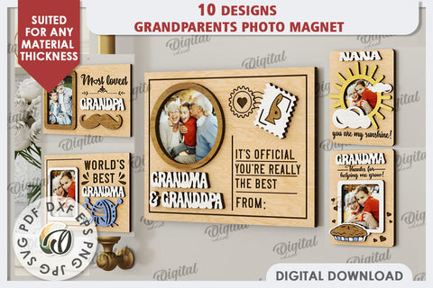 Grandparents Photo Magnets LaserCut Bundle. Photo Frames SVG SVG Evgenyia Guschina 