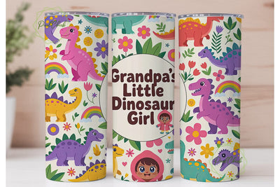 Grandpa's Little Dinosaur Girl Tumbler Sublimation PixelChick 