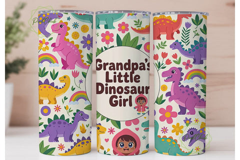 Grandpa's Little Dinosaur Girl Tumbler Sublimation PixelChick 
