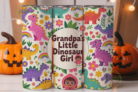 Grandpa's Little Dinosaur Girl Tumbler Sublimation PixelChick 