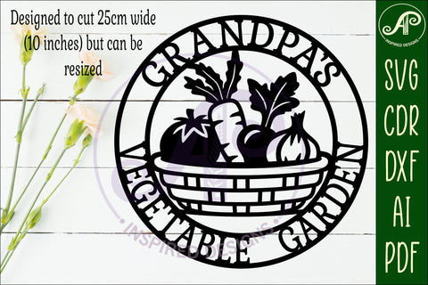 Grandpa's Vegetable Garden Sign SVG, Laser Cut Vegetable SVG APInspireddesigns 