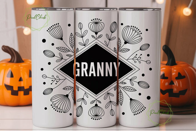 Granny Floral Tumbler Wrap PNG Sublimation PixelChick 