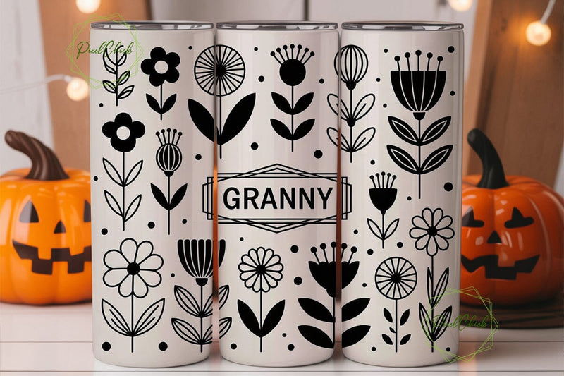 Granny Floral Tumbler Wrap PNG Sublimation PixelChick 