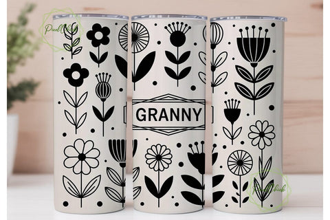 Granny Floral Tumbler Wrap PNG Sublimation PixelChick 