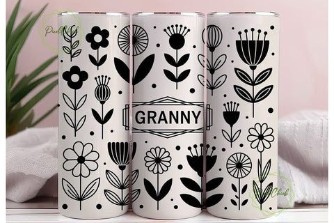 Granny Floral Tumbler Wrap PNG Sublimation PixelChick 
