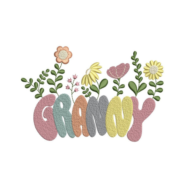 Granny Flower Embroidery Design, Retro Mothers Day Embroidery File, 3 sizes, Instant Download Embroidery/Applique DESIGNS Nino Nadaraia 