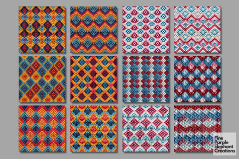 Granny Square Knit Fabric Texture Sublimation Digital Pattern Fine Purple Elephant Creations 