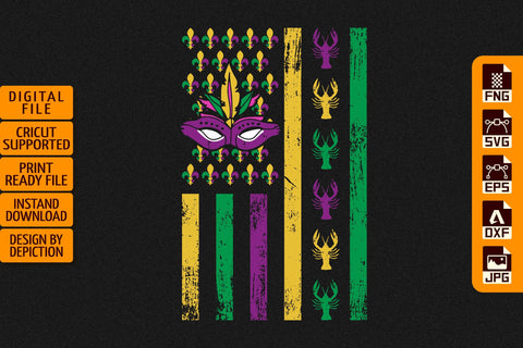 Gras Flag Shirt, Mardi Gras Face Shirt, Mardi Gras Vintage Shirt Print Template Sketch DESIGN Depiction Studio 