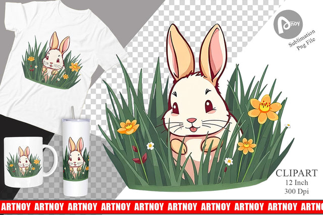 Grass Bunny Clipart Sublimation artnoy 
