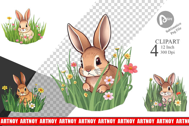 Grass Bunny Clipart Sublimation artnoy 