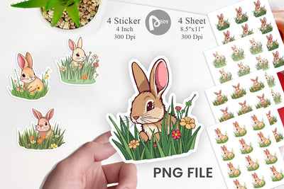 Grass Bunny Sticker Sublimation artnoy 