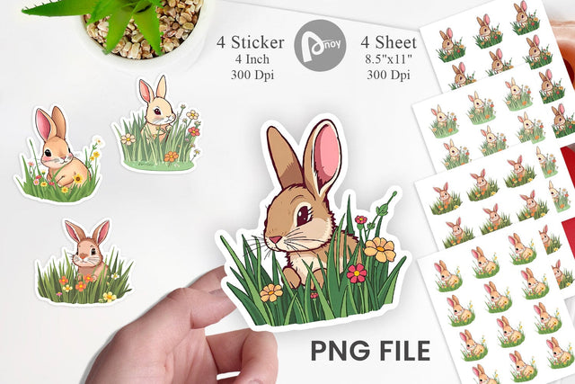 Grass Bunny Sticker Sublimation artnoy 