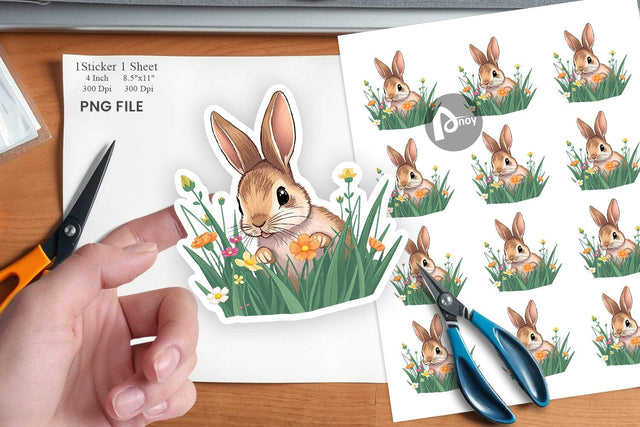 Grass Bunny Sticker Sublimation artnoy 