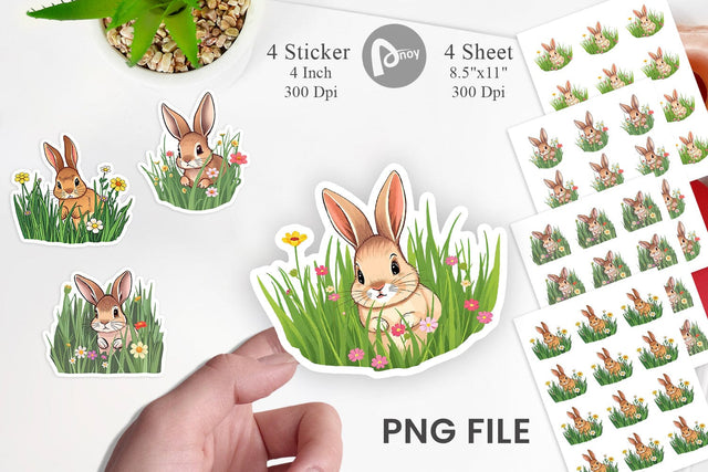 Grass Bunny Sticker Sublimation artnoy 